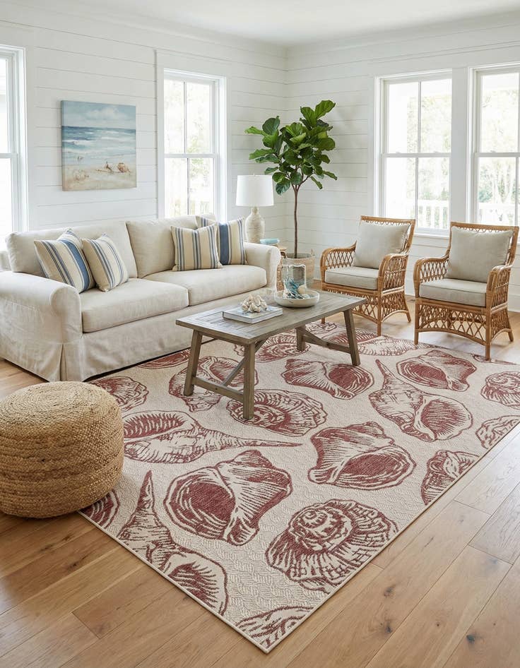 Detail image of  7' 10 x 10'  Washable Coastal Indoor / Outdoor Rug