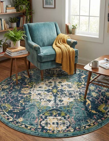 Navy Blue Charleston Round Rug