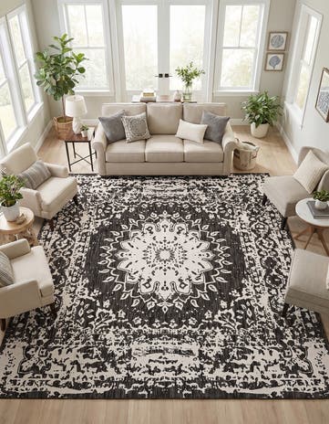 10' x 10' Easy-Clean Traditional Indoor / Outdoor Square Rug