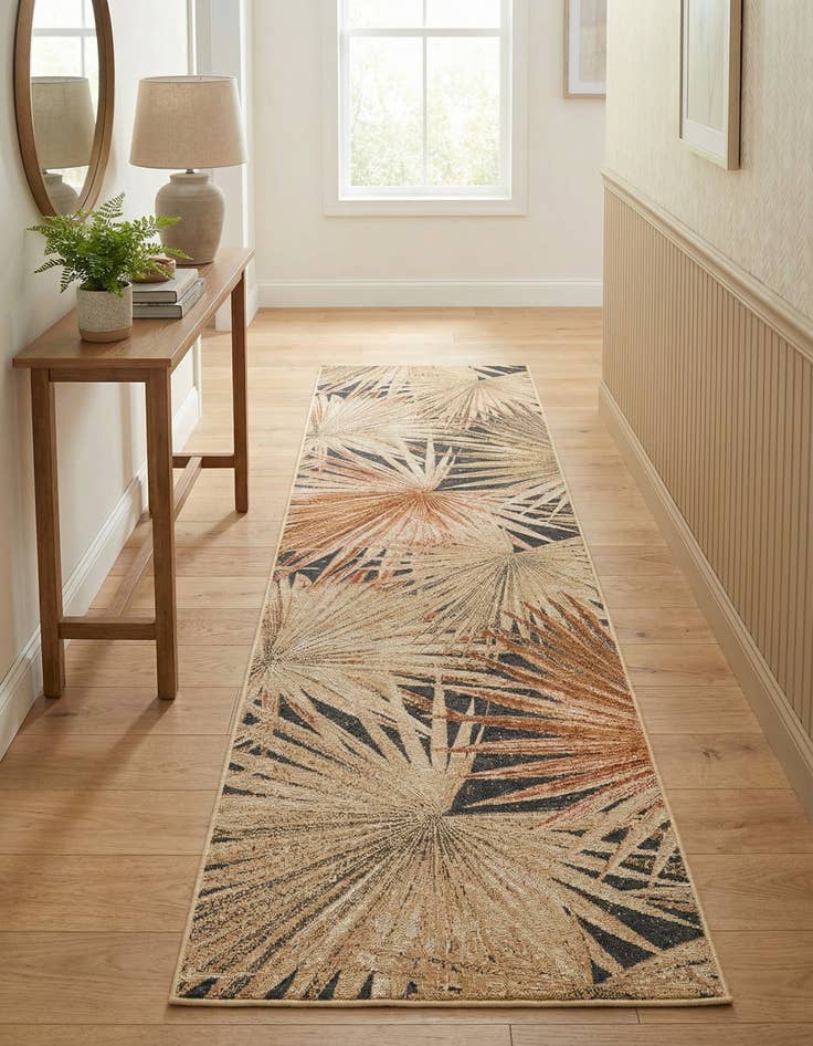 Detail image of  2' 7 x 10'  Washable Botanical Indoor / Outdoor Runner Rug