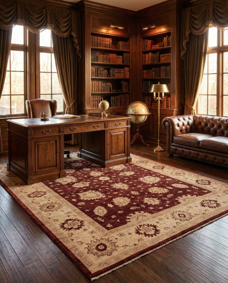 Detail image of 5' 8 x 7' 8 Hand Knotted Peshawar Ziegler Rug