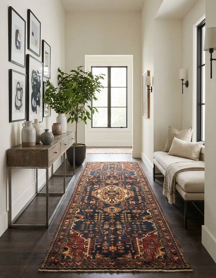 Detail image of 3' 9 x 10' 4  Hand Knotted Nahavand Persian Wool Runner Rug