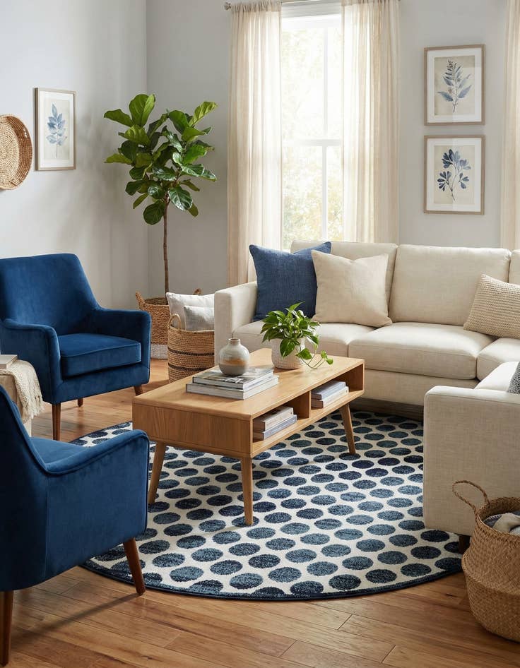 Detail image of 7' 10 x 7' 10 Easy-Clean Sabrina Soto Indoor / Outdoor Round Rug