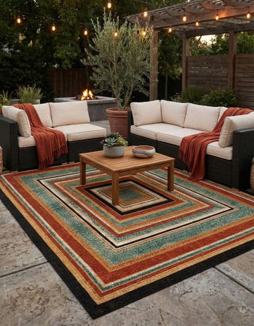 9' x 12' Easy-Clean Modern Indoor / Outdoor Rug