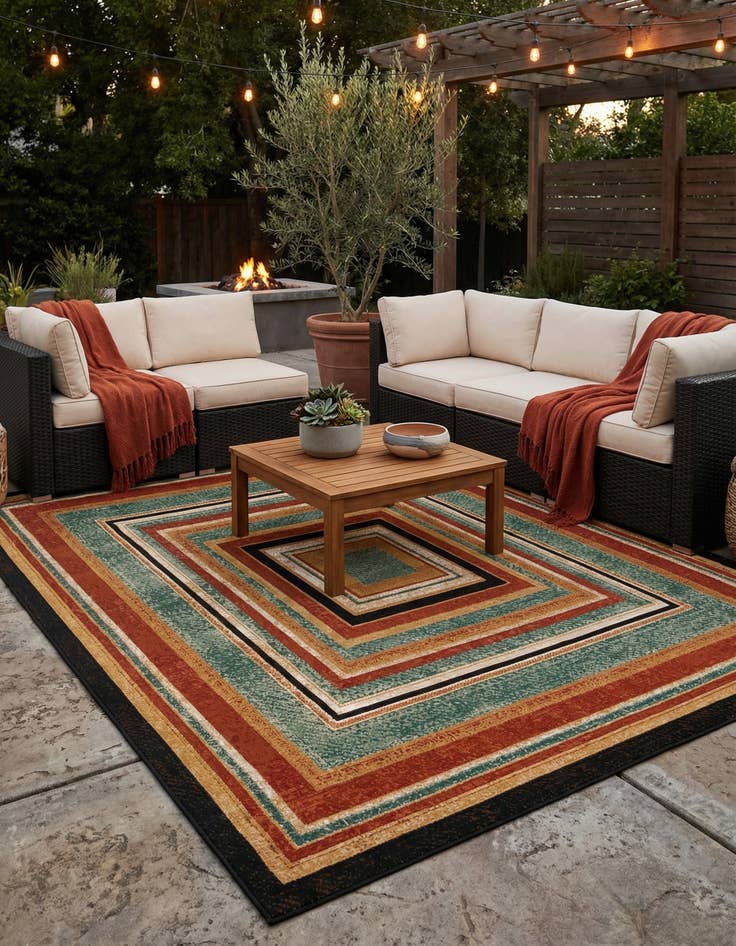 Detail image of 9' x 12'  Washable Modern Indoor / Outdoor Rug