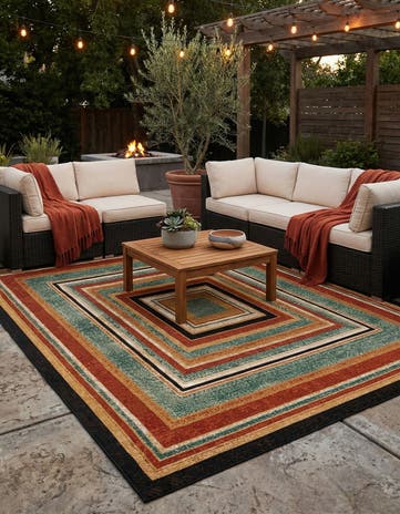 9' x 12' Easy-Clean Modern Indoor / Outdoor Rug