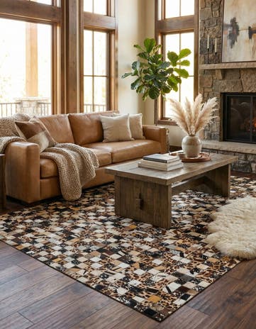 5' 1 x 8' 1 Cowhide Leather Rug