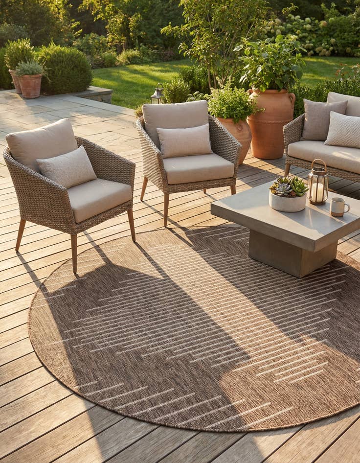 Detail image of 6' x 6'  Washable Modern Indoor / Outdoor Round Rug