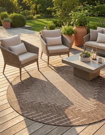 6' x 6' Easy-Clean Modern Indoor / Outdoor Round Rug