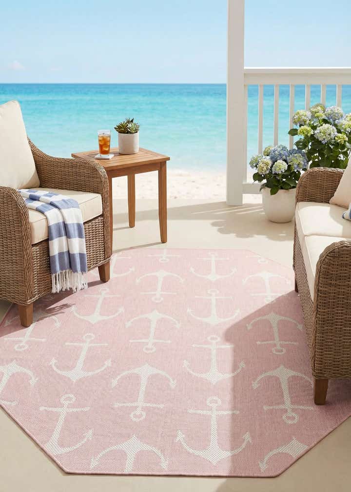 7' 10 x 7' 10 Easy-Clean Coastal Indoor / Outdoor Octagon Rug