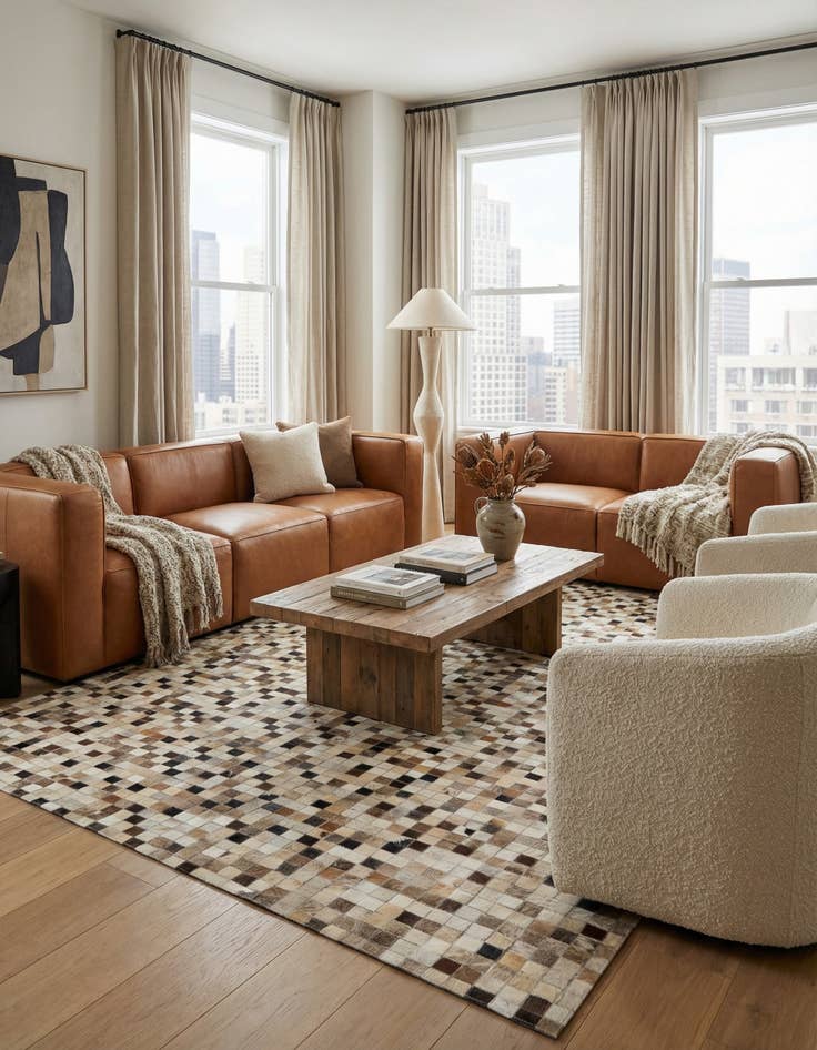 Detail image of  5' x 7' 10 Cowhide Leather Rug