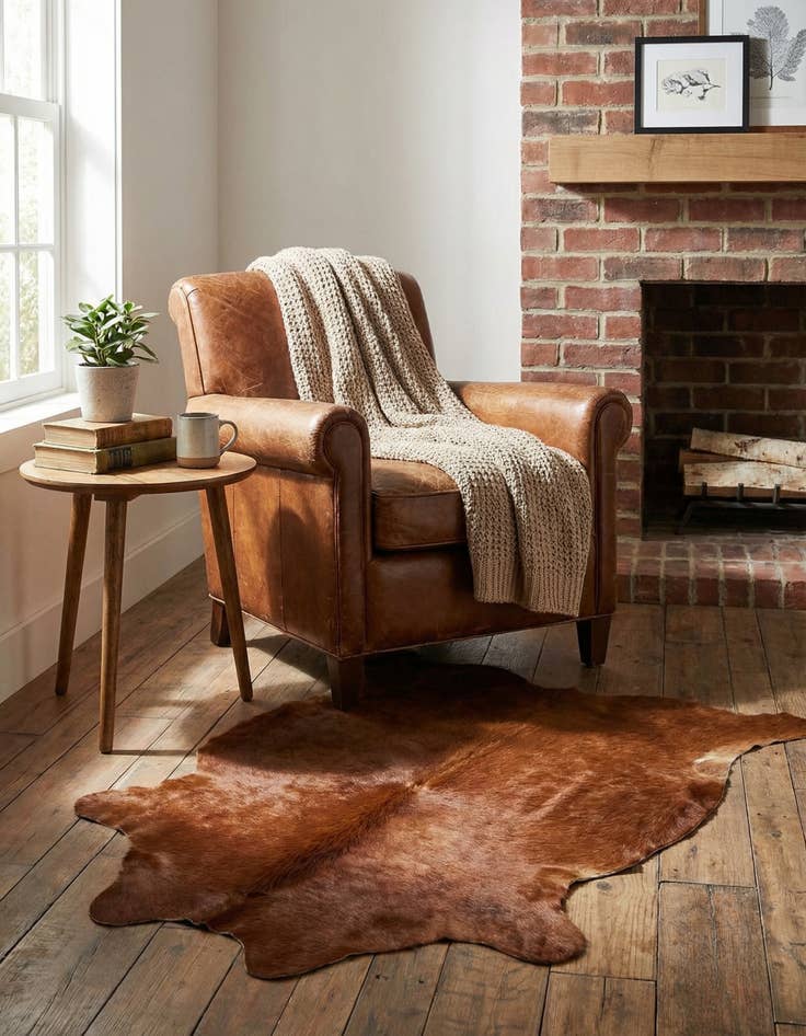 Detail image of 1' 8 x 2' 7 Cowhide Leather Rug