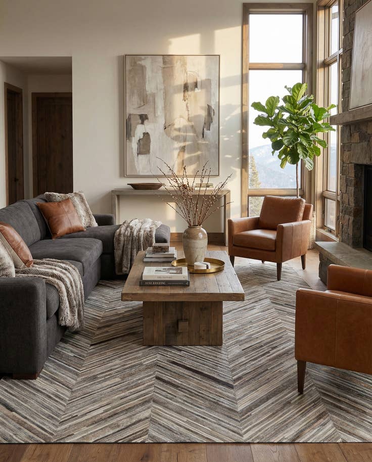 Detail image of 5' 6 x 9' 7 Cowhide - Patchwork Rug