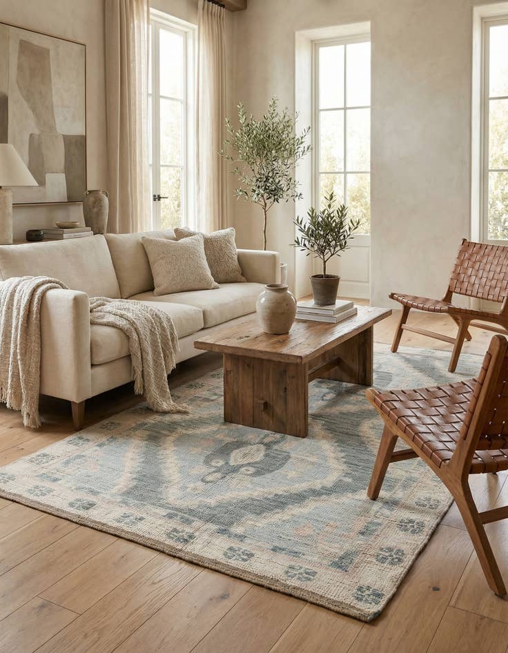 Detail image of 6' 3 x 9' 2 Hand Knotted Moroccan Wool Rug