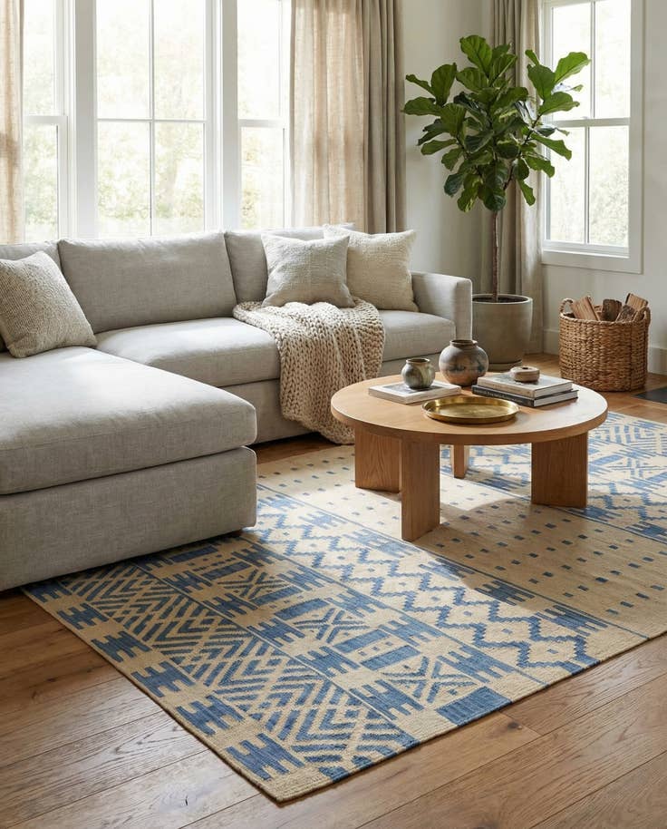 Detail image of 6' 8 x 9' 9 Hand Woven Kilim Modern Wool Rug