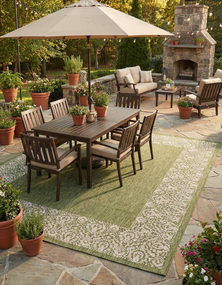 Detail image of 9' x 12'  Washable Border Indoor / Outdoor Rug