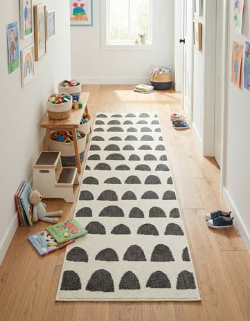 Ivory and Gray Whimsy Kids Runner Rug