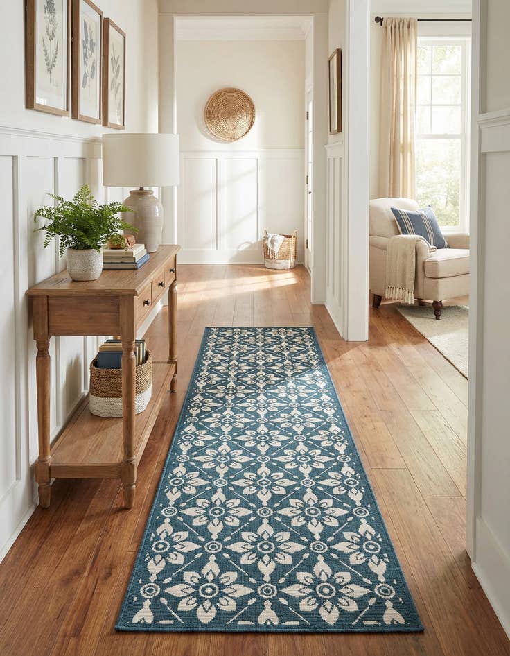Detail image of 2' 7 x 10' Easy-Clean Trellis Indoor / Outdoor Runner Rug
