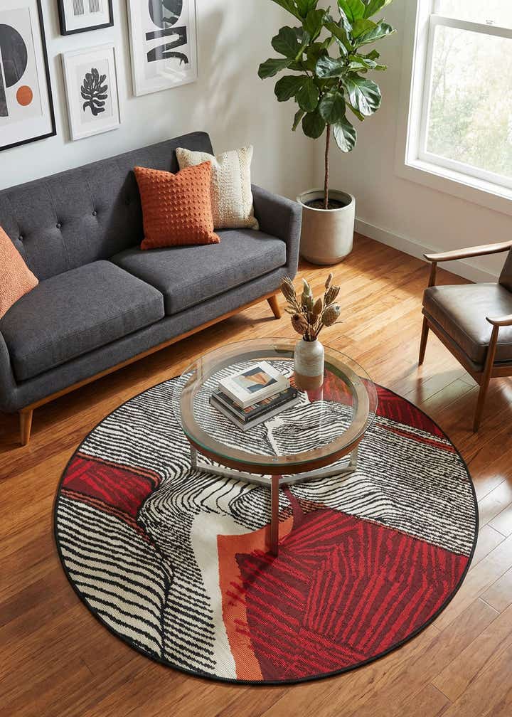 4' x 4' Easy-Clean Modern Indoor / Outdoor Round Rug