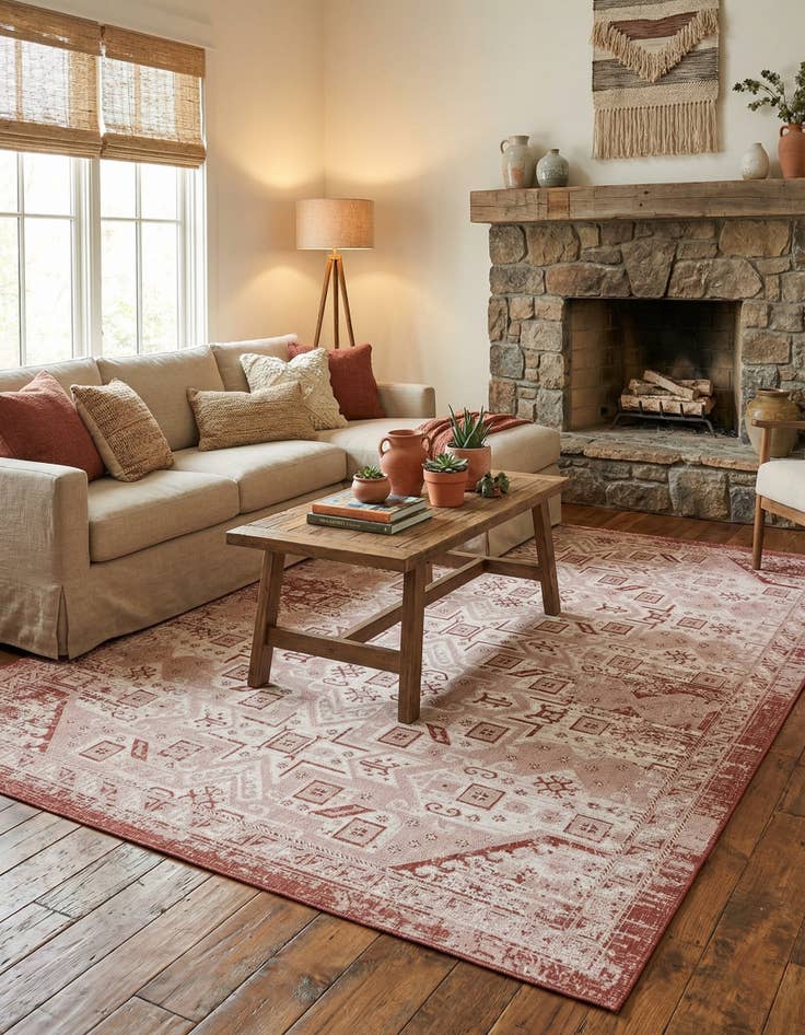 Detail image of 10' x 13'  Washable Aztec Indoor / Outdoor Rug