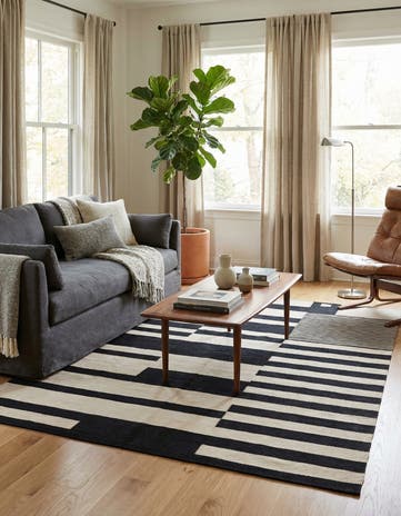 4' 8 x 6' 8 Hand Woven Kilim Modern Wool Rug
