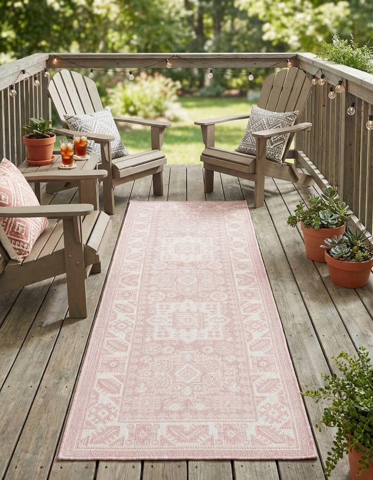 Detail image of 2' x 6'  Washable Aztec Indoor / Outdoor Runner Rug