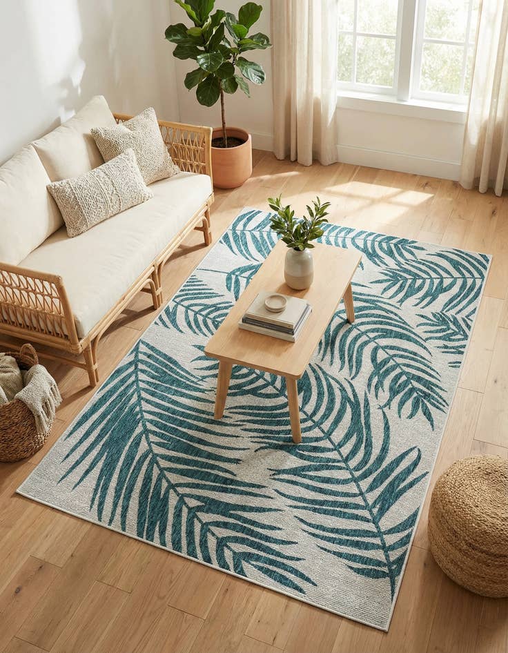Detail image of 6' x 9'  Washable Botanical Indoor / Outdoor Rug