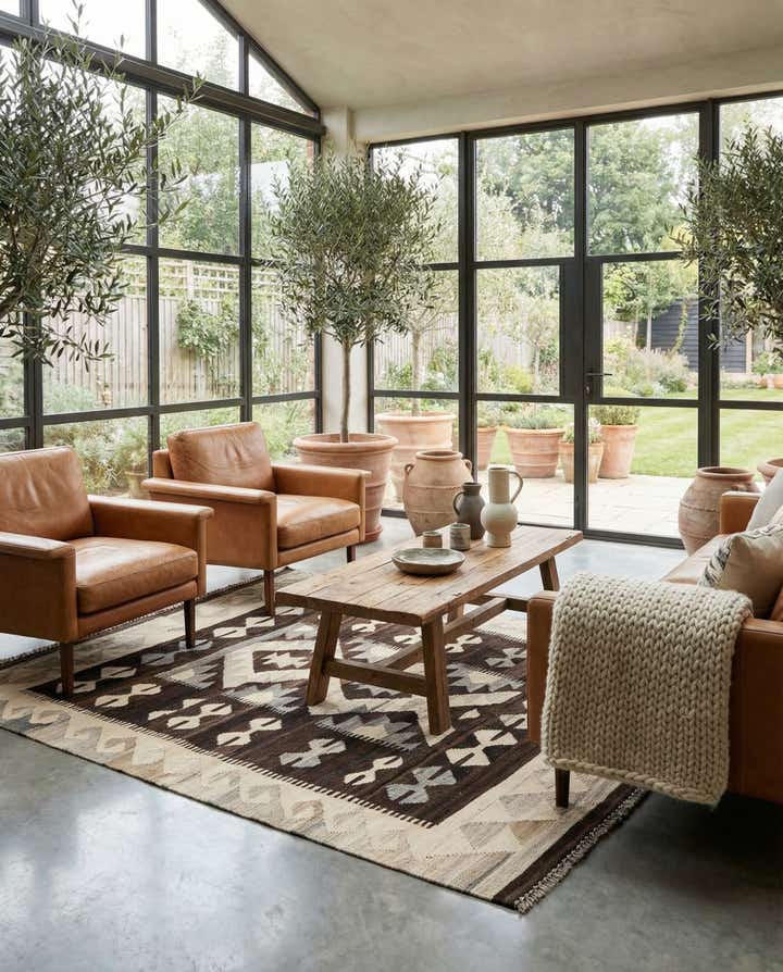 4' 11 x 6' 4 Hand Woven Kilim Maymana Wool Rug