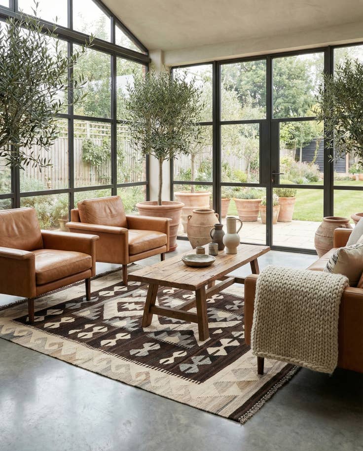 Detail image of 4' 11 x 6' 4 Hand Woven Kilim Maymana Wool Rug