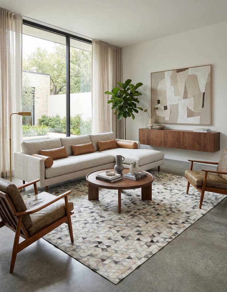 Detail image of  5' 1 x 7' 7 Cowhide Leather Rug