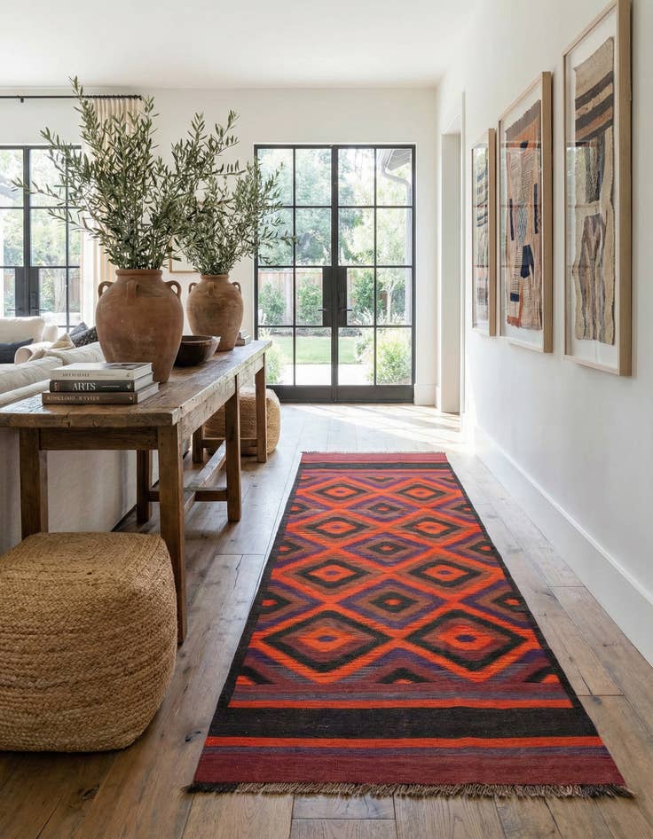 Detail image of 4' x 12'  Hand Woven Kilim Fars Wool Runner Rug