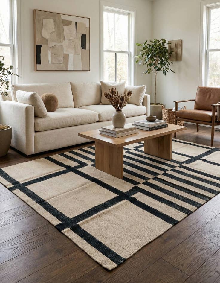 Detail image of 4' x 5' 9  Hand Woven Kilim Modern Wool Rug