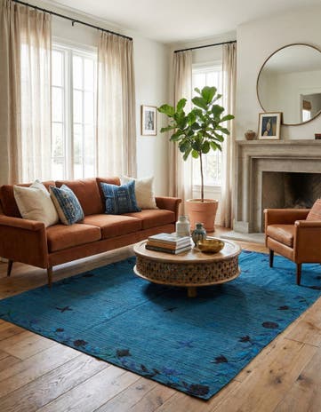 5' 6 x 7' 9 Hand Woven Kilim Suzani Wool Rug