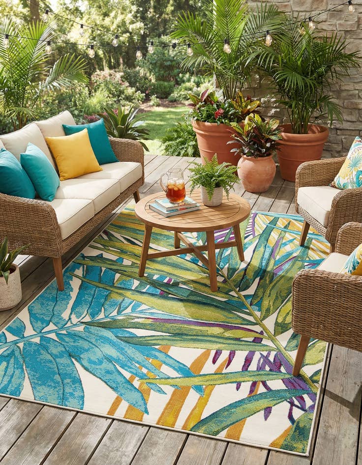 Detail image of 5' x 8'  Washable Botanical Indoor / Outdoor Rug