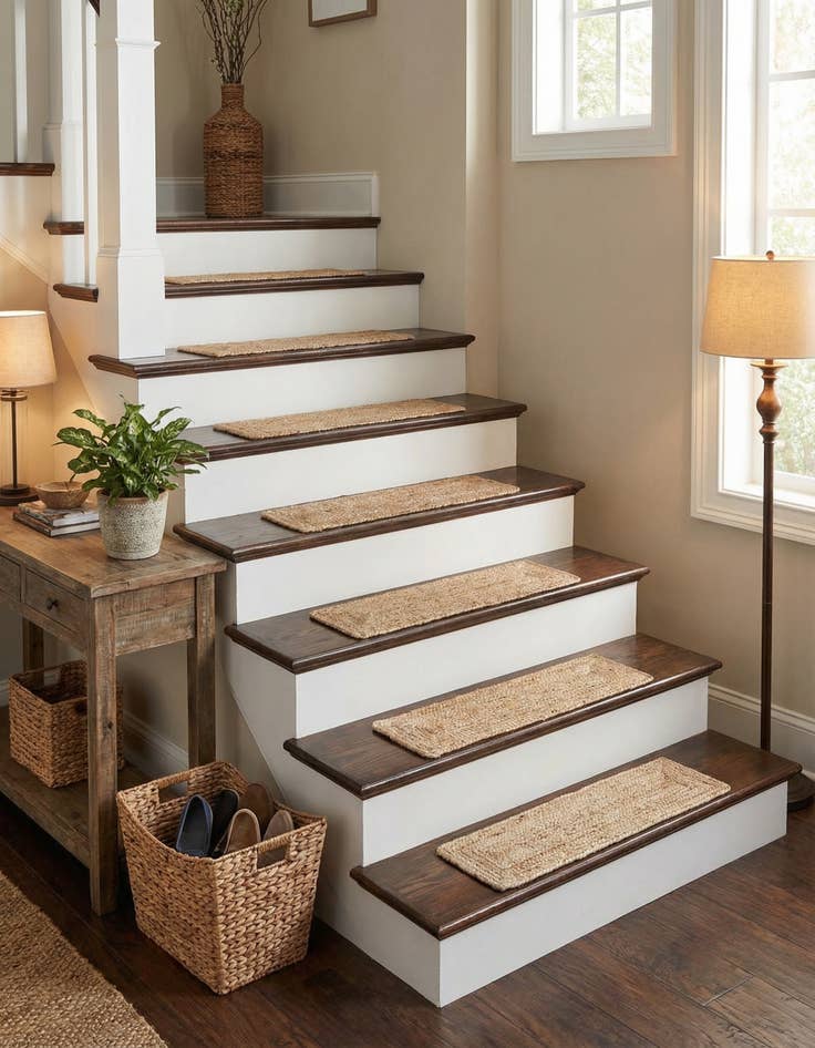 Detail image of 0' 9 x 2' 6  Hand Braided Jute Stair Rug