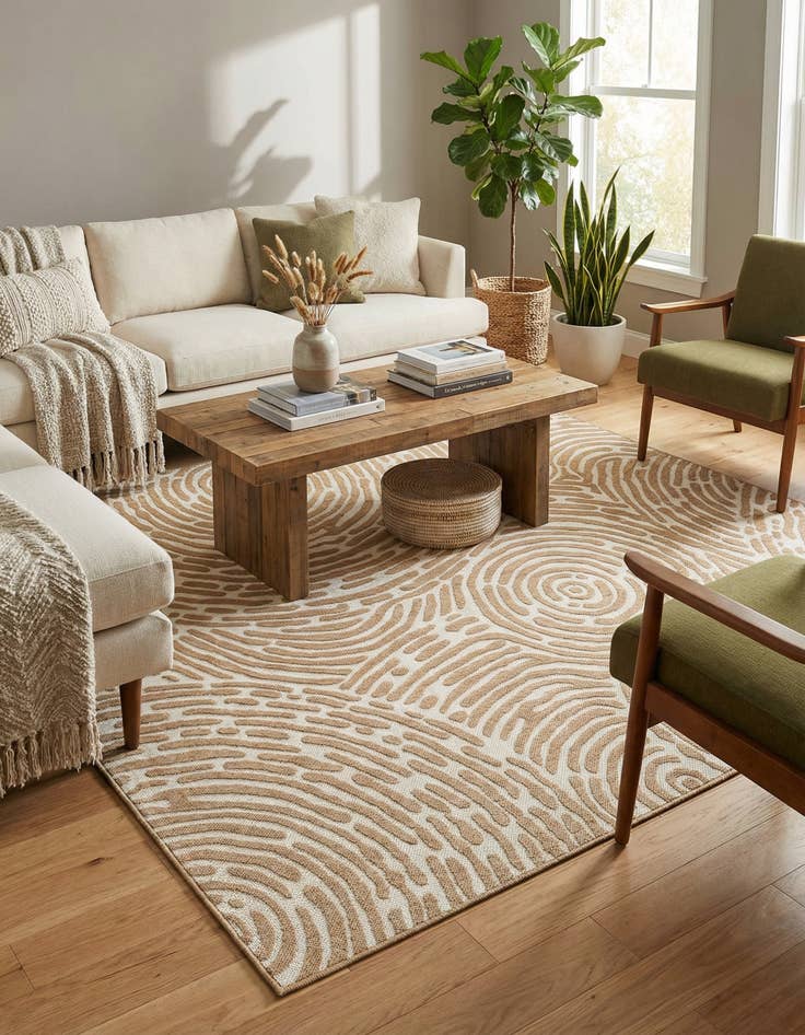 Detail image of 7' 10 x 7' 10 Easy-Clean Modern Indoor / Outdoor Square Rug