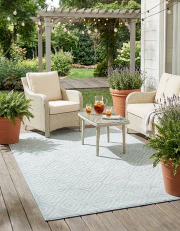 Light Blue Easy-Clean Sabrina Soto Indoor / Outdoor Rug