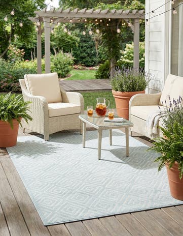 Light Blue Easy-Clean Sabrina Soto Indoor / Outdoor Rug