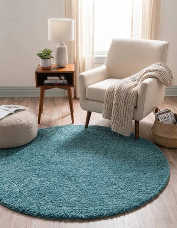 4' x 4' Soft Solid Shag Round Rug