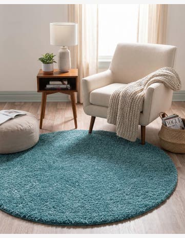 4' x 4' Soft Solid Shag Round Rug