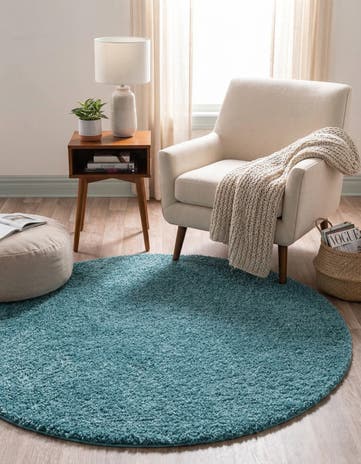 4' x 4' Soft Solid Shag Round Rug