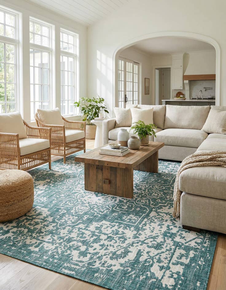 Detail image of 13' x 13'  Washable Jill Zarin Dubai Indoor / Outdoor Square Rug