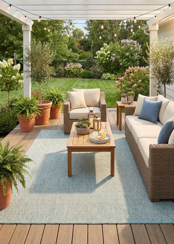 9' x 12' Easy-Clean Trellis Indoor / Outdoor Rug