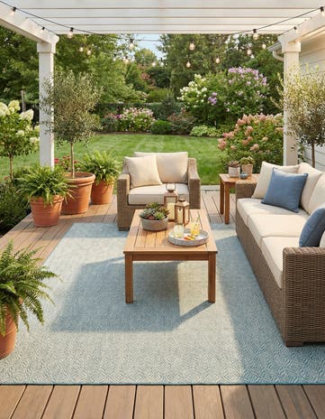 Aqua Easy-Clean Lattice Indoor / Outdoor Rug