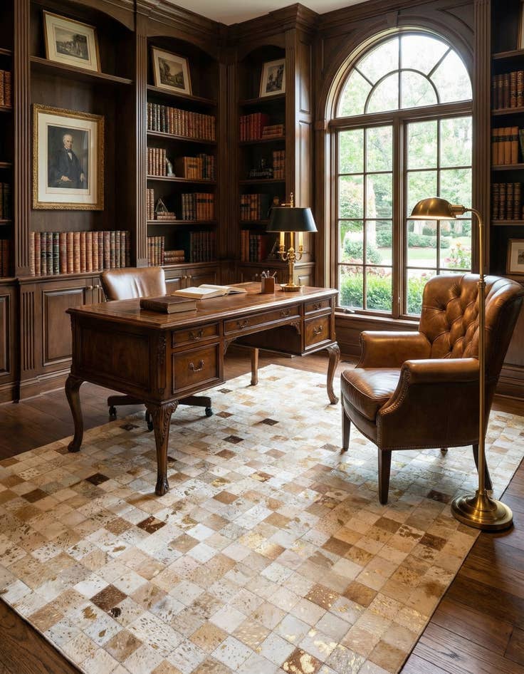 Detail image of 5' x 8' Cowhide Stocks Rug