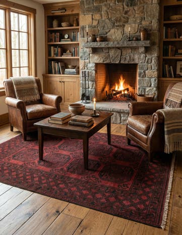 5' x 6' 5 Hand Knotted Afghan Akhche Wool Rug