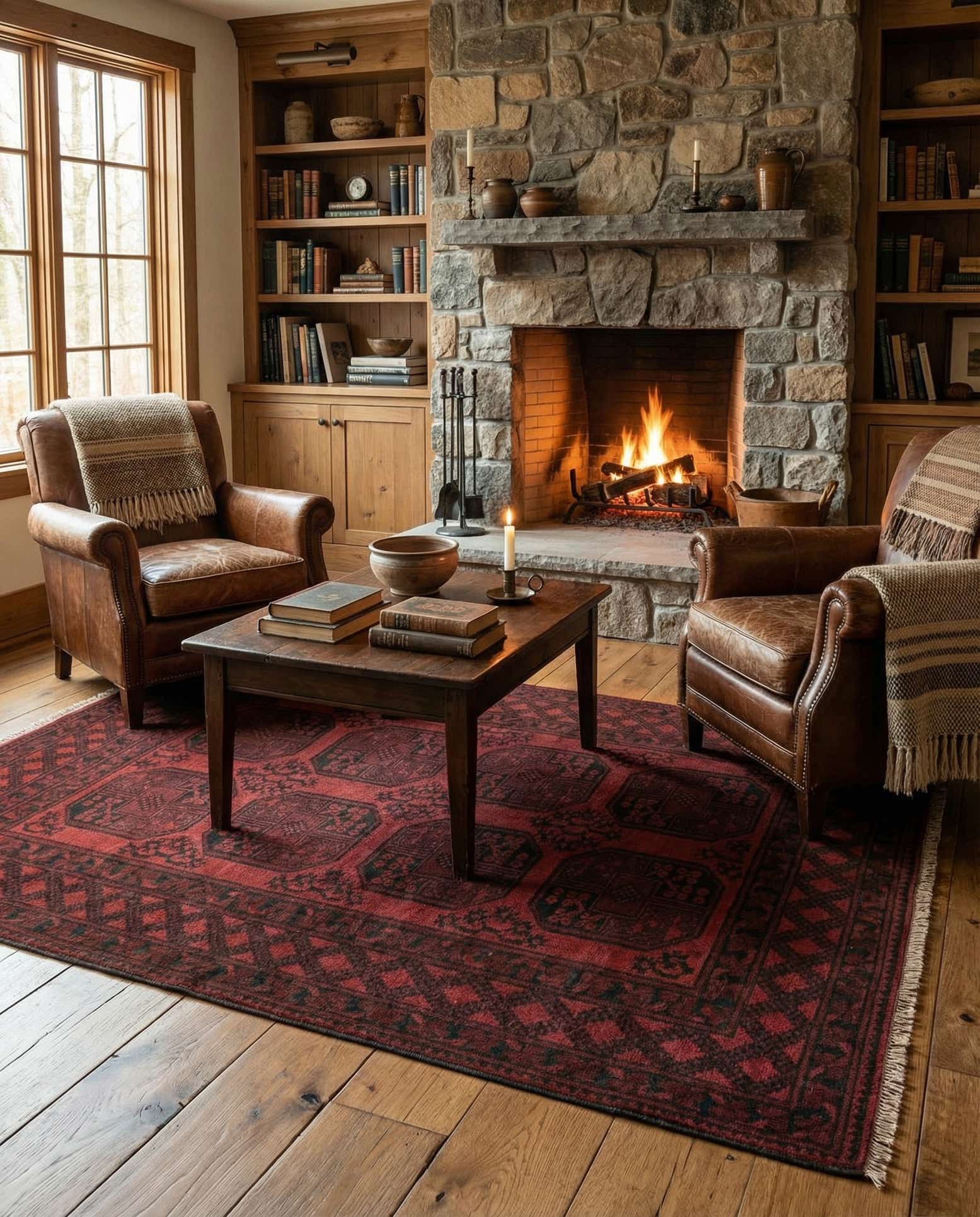 5' x 6' 5 Hand Knotted Afghan Akhche Wool Rug
