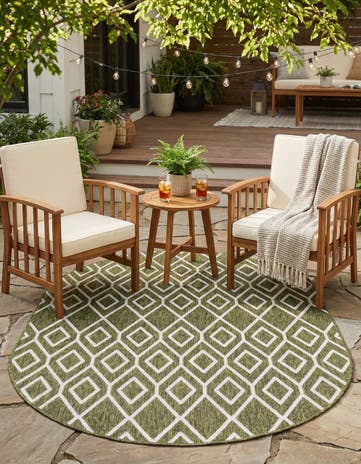 Green Easy-Clean Jill Zarin Turks and Caicos Indoor / Outdoor Oval Rug