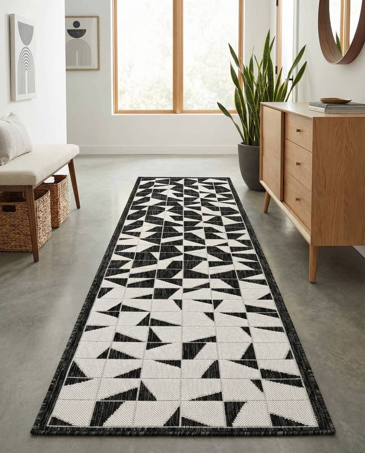 Detail image of 2' x 8' Easy-Clean Modern Indoor / Outdoor Runner Rug