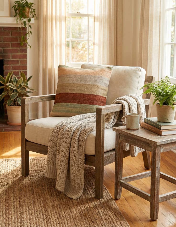 Detail image of 1' 5 x 1' 6  Hand Woven Pillow Wool Square Rug